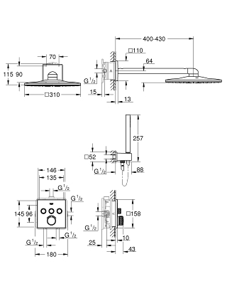 Grohe SmartControl Perfect falsík alatti zuhanyszett 34712000