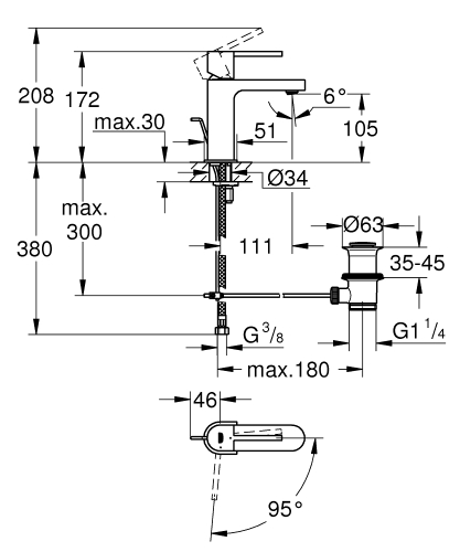 Grohe Plus egykaros mosdócsaptelep S-méret cold start 23870003