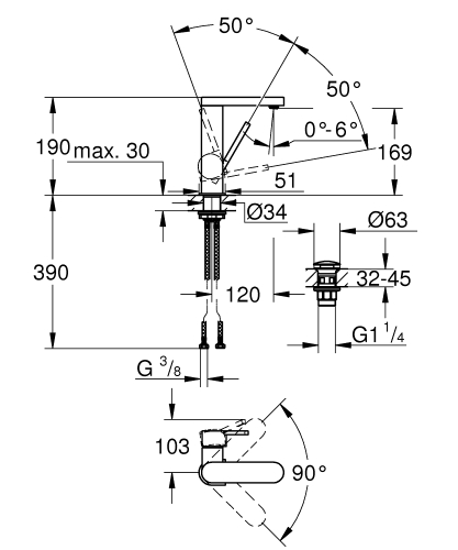 Grohe Plus egykaros mosdócsaptelep M-méret 23872003