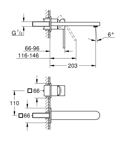 Grohe Plus egykaros fali mosdócsaptelep L-méret 29306003