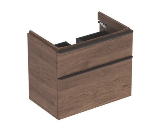 Geberit Smyle Square alsó szekrény mosdóhoz, két fiókkal, Melaminos faszerkezet/Feketedió hickory 500.353.JR.1
