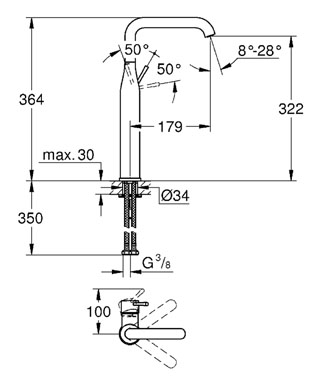 Grohe Essence New egykaros magasított mosdócsaptelep, brushed nickel 32901EN1