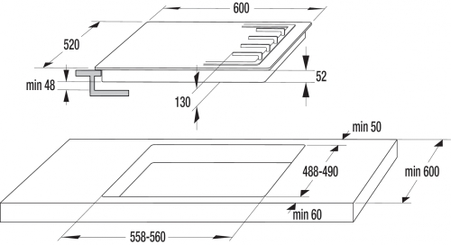 Gorenje GW6D41CLB beépíthető gázfőzőlap