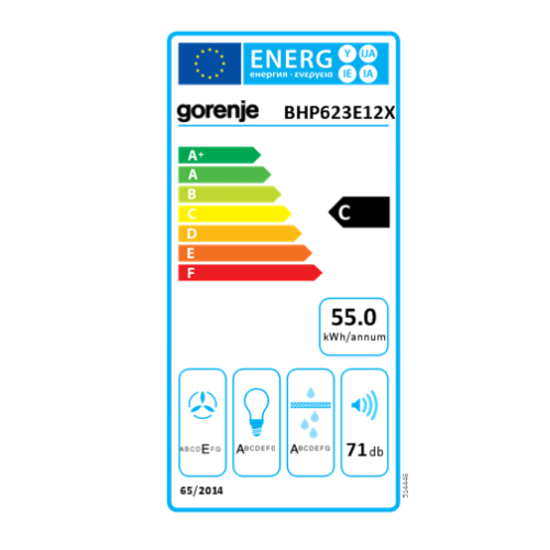 Gorenje BHP623E12X beépíthető teleszkópos páraelszívó