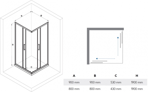N-Smart Forez 80x80 cm-es szögletes zuhanykabin NWZK-FOR8080