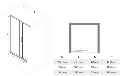 Niwell EDA 100 cm-es zuhanyajtó NWZA-EDA100