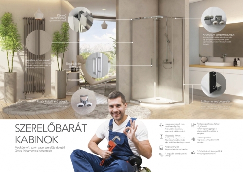 Niwell Astra 80 + Vito 80 80x80 cm-es zuhanykabin NWZA-AST80 + NWZO-VIT80