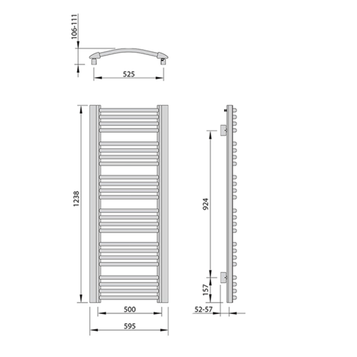 Sapho EGEON 595x1238mm fürdőszobai radiátor, bronz EG612BR