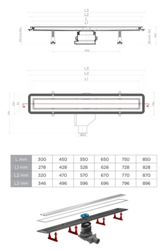 Pestan CONFLUO Premium line zuhanyfolyóka, 750 mm 13000301