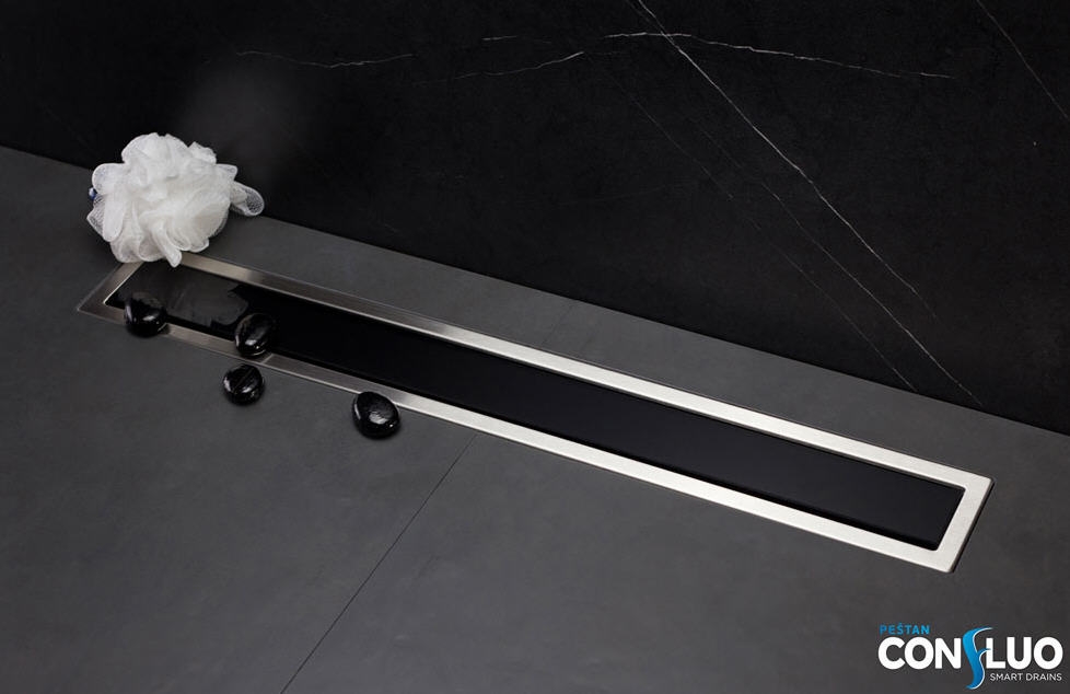 Pestan CONFLUO Premium line Króm/Fekete-üveg zuhanyfolyóka, 850 mm 13000295