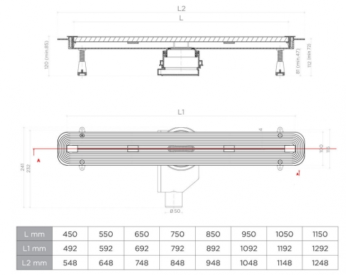 Pestan CONFLUO Slim line zuhanyfolyóka, 750 mm 13100028