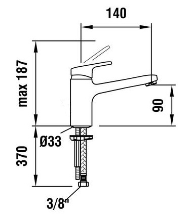 Laufen Mosdó csaptelep, 140 mm kiállással, leeresztő szelep nélkül  H3119510041201