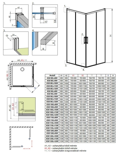 Radaway Idea Black KDD szögletes fekete zuhanykabin 120 cm (csak a jobbos fél) 387064-54-01R