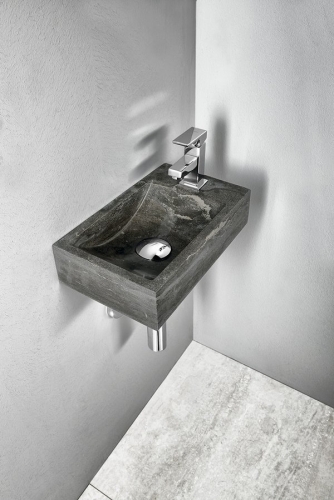 Sapho BLOK kőmosdó, 40x10x22cm, fekete antracit 2401-28