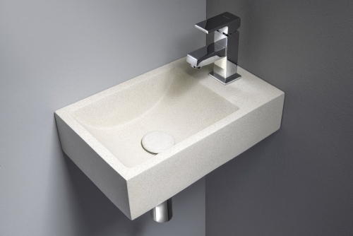 Sapho SMALL CREST R 40x22cm jobbos beton mosdó, homokkő AR413