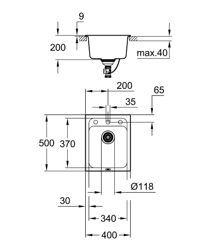 Grohe K700 50-C 40/50 1.0 Composite mosogató, grafit szürke 31650AT0