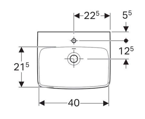 Geberit Selnova Square 45x35 cm kézmosó, fehér 500.322.01.1