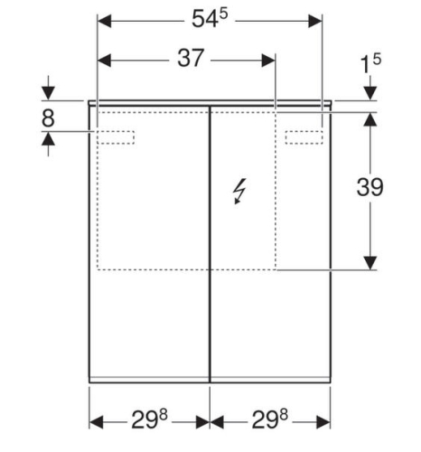 Geberit Option Plus 60x70 cm tükrös szekrény világítással, két ajtóval 500.593.00.1