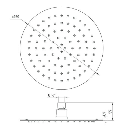 Deante Floks Ø250 mm-es fejzuhany, fehér NAC 600K