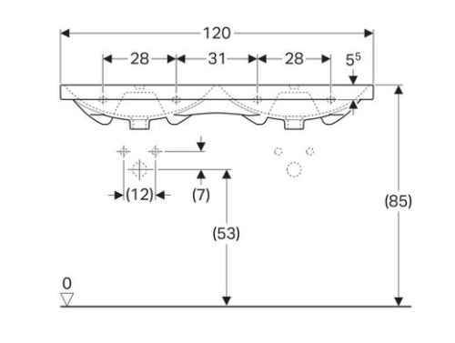 Geberit Acanto 120x48,2 cm dupla mosdó 500.627.01.2