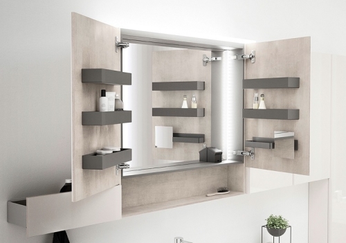 Geberit Acanto tükrös szekrény világítással, két ajtóval 60x83 cm 500.644.00.2