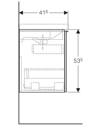 Geberit Acanto keskeny alsó szekrény mosdóhoz, egy fiókkal és egy belső fiókkal magasfényű fehér 500.614.01.2