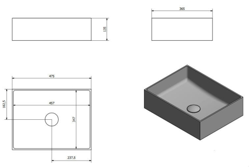 Sapho FORMIGO 47,5x36,5cm beton mosdó, brick FG012