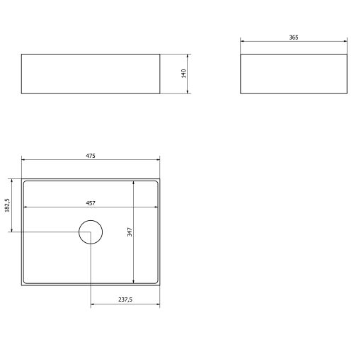Sapho FORMIGO beton mosdó, 47,5x13x36,5cm, antracit FG016
