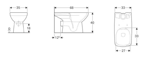 Geberit Selnova Square rimfree monoblokk wc csésze, hátsó kifolyás 500.152.01.1