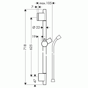Hansgrohe Unica’S Puro zuhanyrúd 0,65 m, matt fekete 28632670