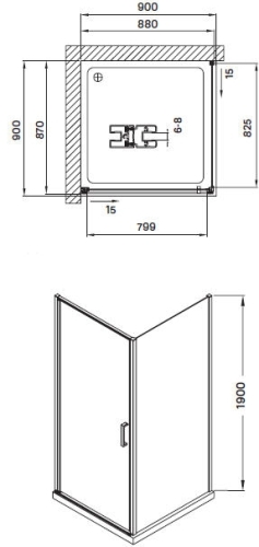 Wellis Quadrum Black 90x90 cm zuhanykabin WC00430