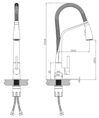 Sapho ARLA mosogató csaptelep kihúzható zuhanyfejjel AR430