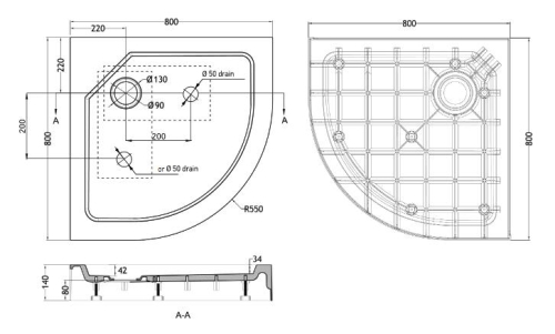 Wellis 80x80 cm íves magas zuhanytálca WC00410