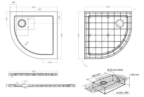 Wellis 80x80 cm íves zuhanytálca WC00411