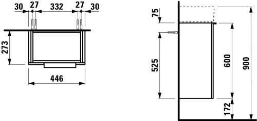 Laufen KARTELL BY LAUFEN Alsószekrény, egy ajtós, 815335 tip. mosdóhoz, fehér H4075110336311