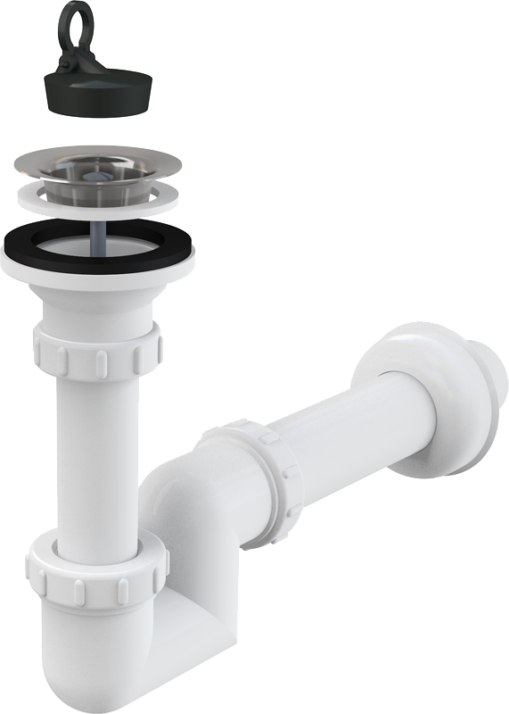 ALCA (Alcaplast) A412 Mosdószifon DN40 rozsdamentes leeresztővel DN63