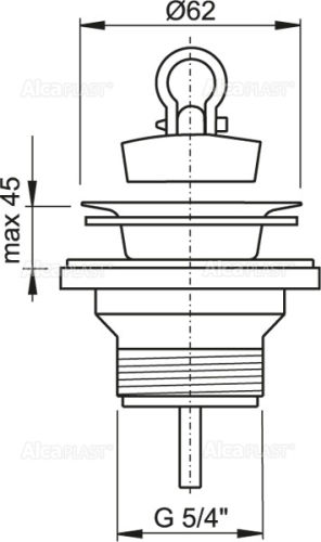 ALCA (Alcaplast) A31 Mosdó leeresztő  rozsdamentes ráccsal DN63