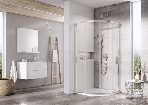 Ravak Blix Slim BLSCP-80 negyedköríves zuhanykabin bright alu+Transparent, 80x80 cm X3BM40C00Z1