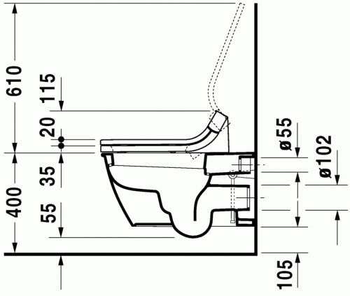 Duravit Darling New fali WC mélyöblítésű, csak SensoWash-sal együtt rendelhető HygieneGlaze felülettel 2544592000
