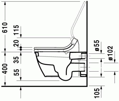 Duravit Darling New fali WC mélyöblítésű, csak SensoWash-sal együtt rendelhető HygieneGlaze felülettel 2544592000