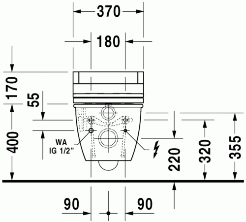Duravit Darling New fali WC mélyöblítésű, csak SensoWash-sal együtt rendelhető HygieneGlaze felülettel 2544592000
