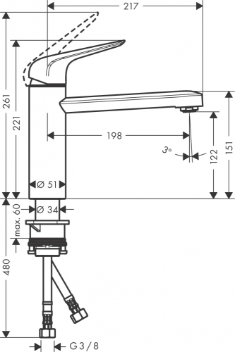Hansgrohe Focus M421-H120 egykaros konyhai csaptelep 120, rozsdamentes acél 71806800