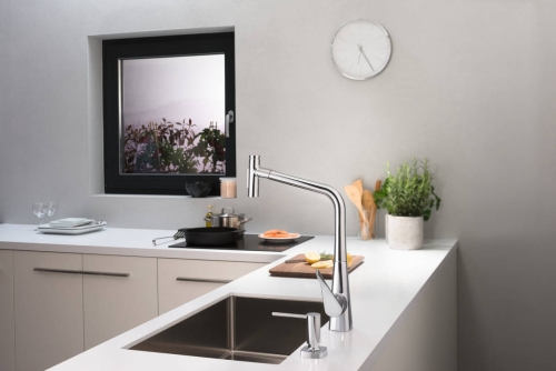 Hansgrohe Metris Select M7117-H320 egykaros konyhai csaptelep kihúzható kifolyóval, króm 73816000