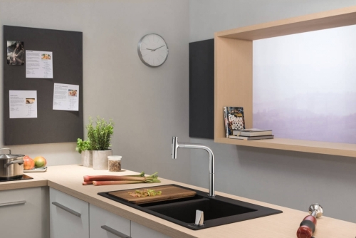 Hansgrohe Metris M71 M7120-H200 2-lyukú egykaros konyhai csaptelep kihúzható kifolyóval, króm 73818000