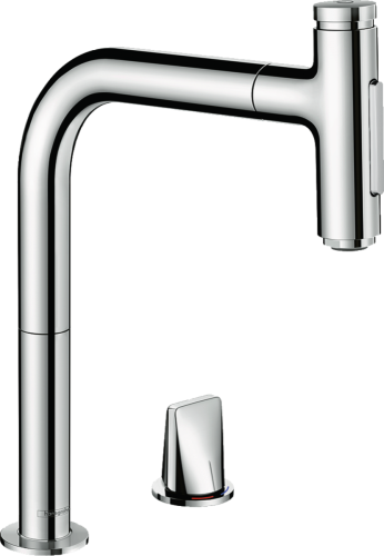 Hansgrohe Metris M71 M7120-H200 2-lyukú egykaros konyhai csaptelep kihúzható kifolyóval, króm 73818000