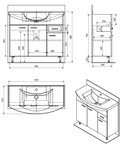 AQUALINE ZOJA mosdótartó szekrény, mali wenge 51095