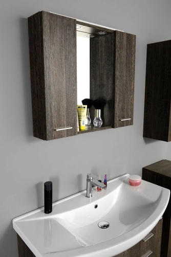 AQUALINE ZOJA tükrösszekrény LED világítással, dugaljjal, kapcsolóval, 70x60x14cm, mali wenge 45026