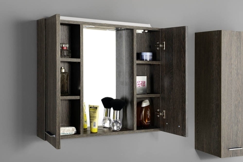AQUALINE ZOJA tükrösszekrény LED világítással, dugaljjal, kapcsolóval, 70x60x14cm, mali wenge 45026