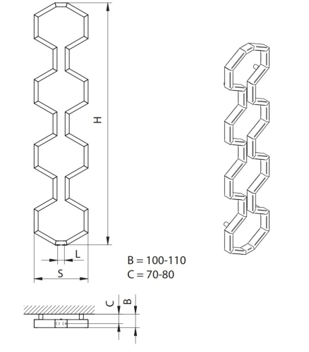 Radeco Carmel design törölközőszárítós csőradiátor (630 W, színes, 1800x400 mm)