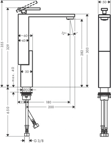 Hansgrohe AXOR Edge egykaros mosdócsaptelep 280 push-open lefolyó-garnitúrával 46030000